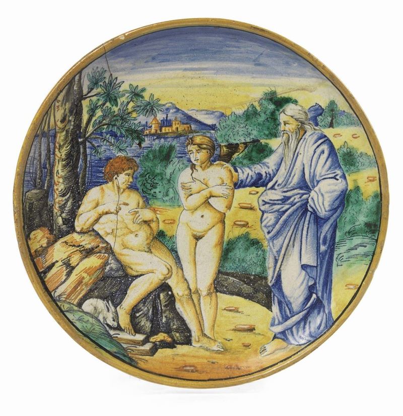 Antico Piatto in Maiolica Policroma