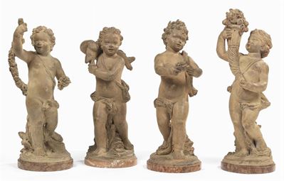 Quattro Putti Raffiguranti Allegorie delle Quattro Stagioni