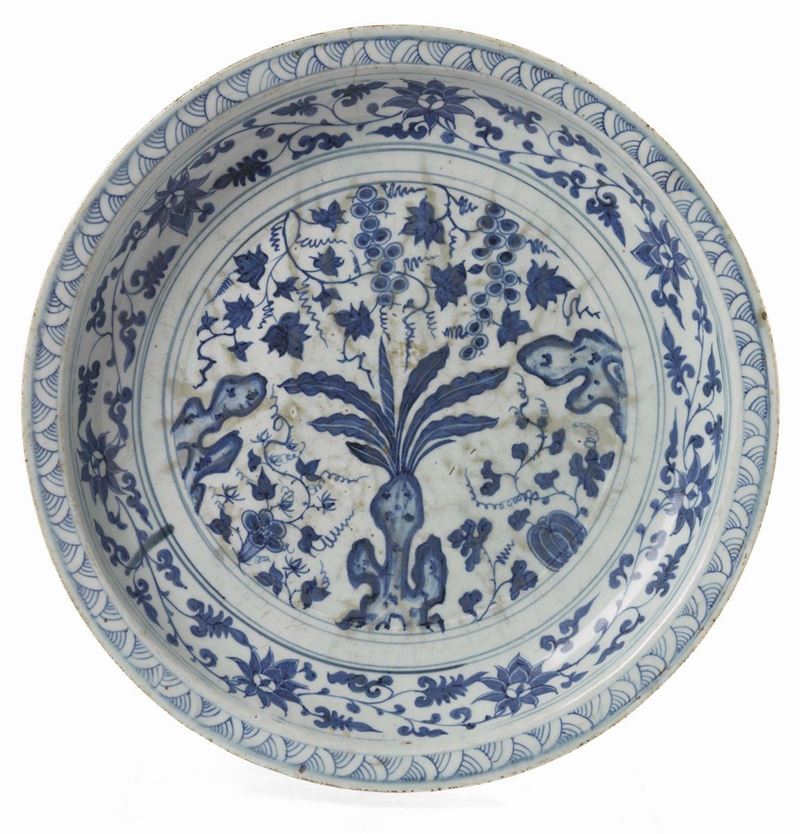 Grande Piatto in Porcellana Bianco-blu