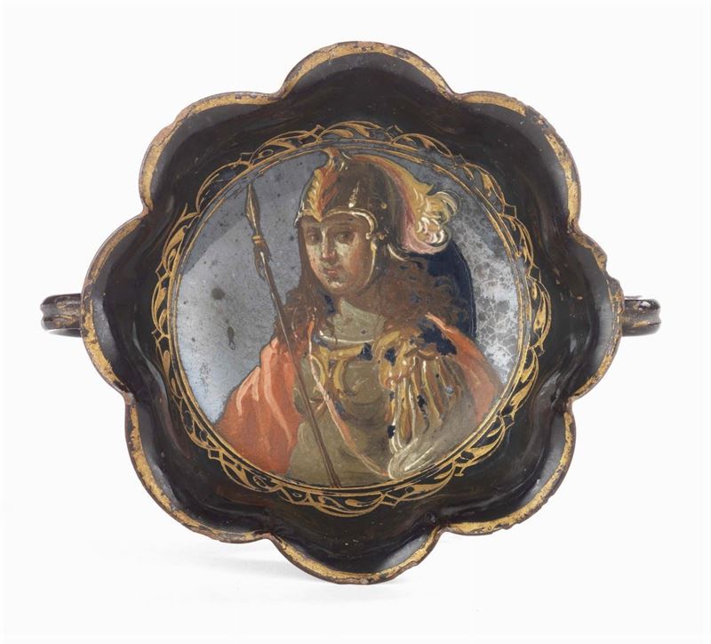 Ciotola Lobata e Biansata in Maiolica Blu e Oro