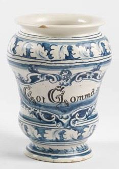Albarello da Farmacia in Maiolica Bianco-blu