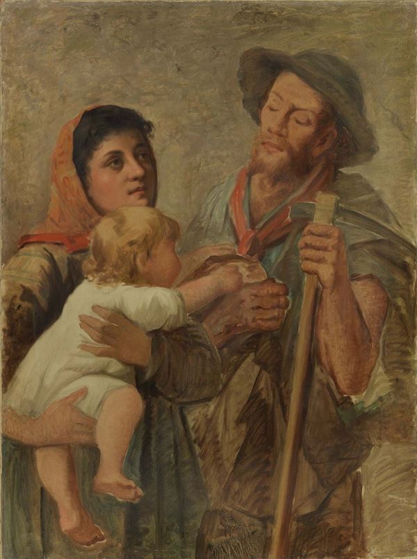 Egisto Ferroni : La famiglia  - Olio su tela - Auction XIX and XX Century Paintings and Sculptures - Casa d'aste Farsettiarte