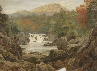 Paesaggio Montano con Pescatore