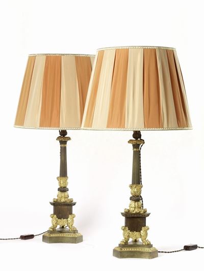 Due Candelieri in Bronzo Dorato