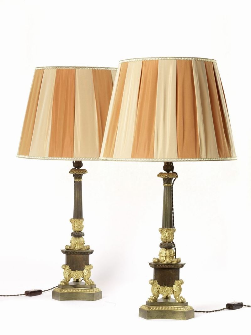 Due Candelieri in Bronzo Dorato