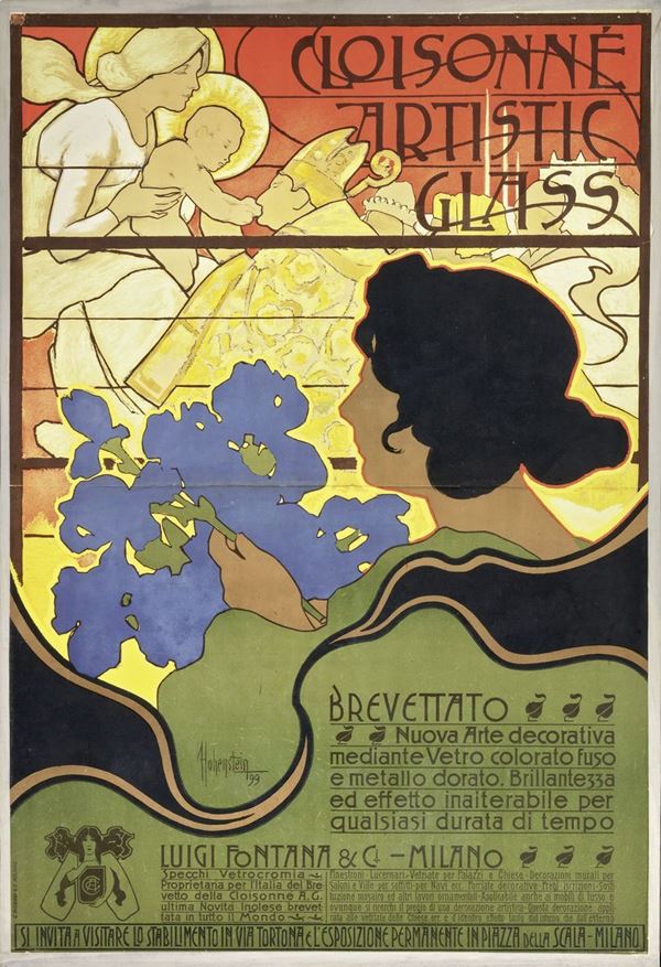Adolfo Hohenstein : Cloisonné Artistic Glass  (1899)  - Litografia a colori - Asta DIPINTI E SCULTURE DEL XIX E XX SECOLO - II - Casa d'aste Farsettiarte