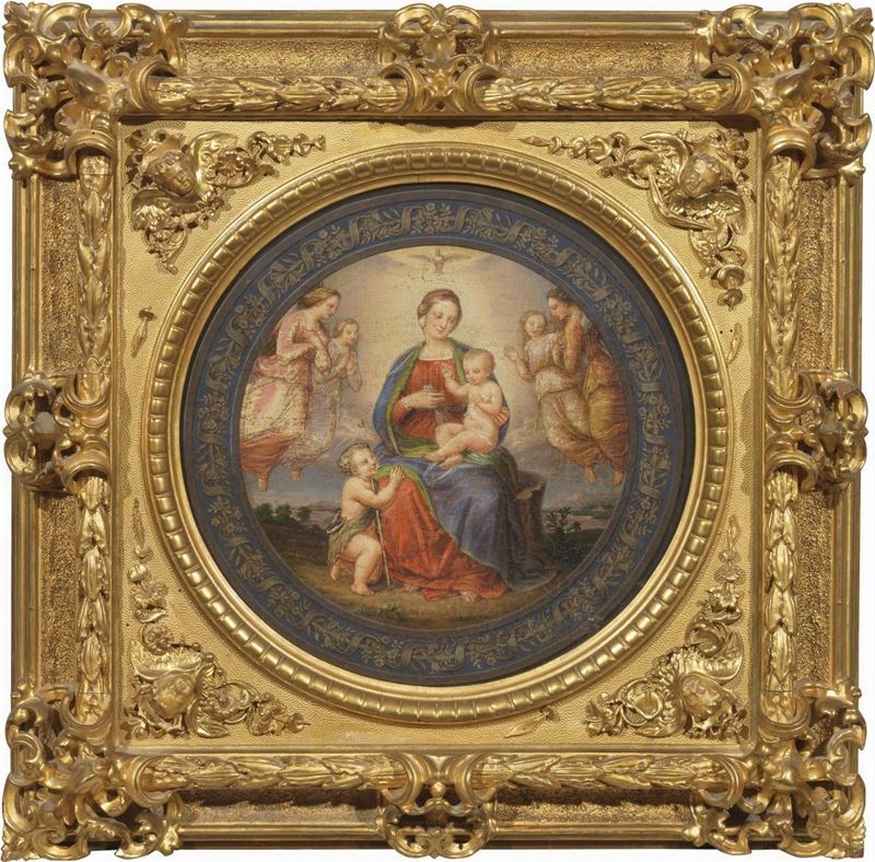 Ignoto del XIX Secolo - Madonna Col Bambino e San Giovannino