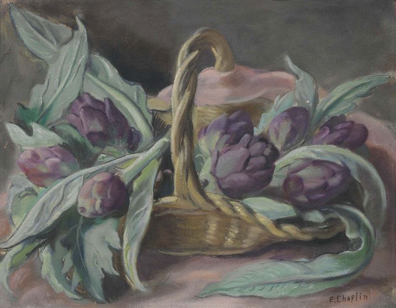 Elisabeth Chaplin - Natura Morta con Cesto di Carciofi