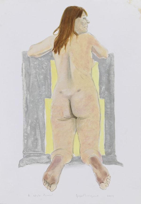 Giuseppe Bergomi : Nudo di schiena  (2003)  - Olio e tecnica mista su carta - Auction CONTEMPORARY ART - I - Casa d'aste Farsettiarte