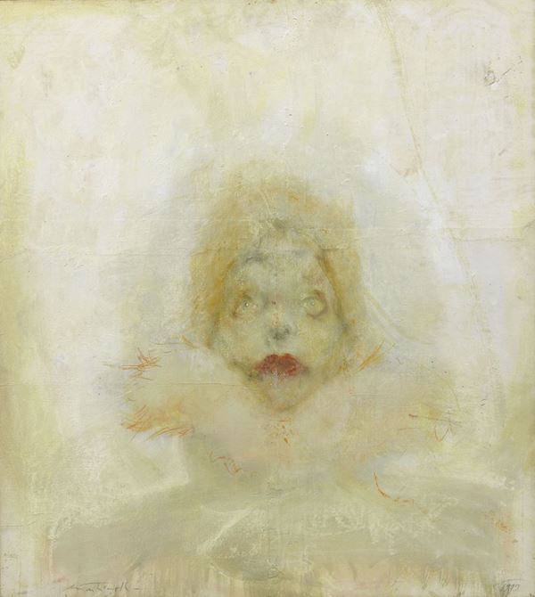 Andrea Martinelli : La donna con la pelliccia  (1999)  - Tecnica mista su carta applicata su tavola - Auction CONTEMPORARY ART - I - Casa d'aste Farsettiarte