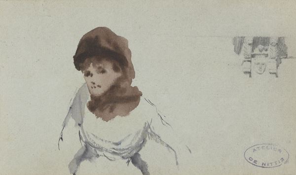 Giuseppe De Nittis - Impressione di figura femminile con studio di bassorilievo