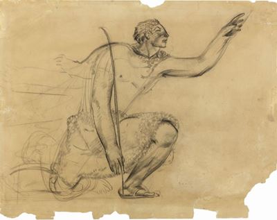 Figura accovacciata, carboncino su carta