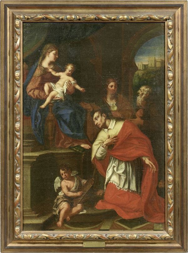 Francesco Guarini (attr. a) : Madonna con Bambino e San Carlo  - Olio su tela - Auction IMPORTANT OLD MASTERS PAINTINGS - I - Casa d'aste Farsettiarte
