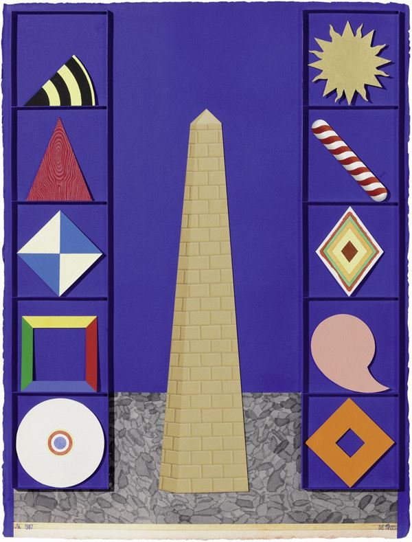 Lucio Del Pezzo : Senza titolo  (1987)  - Collage, acquerello e acrilico su carta - Auction CONTEMPORARY ART - I - Casa d'aste Farsettiarte