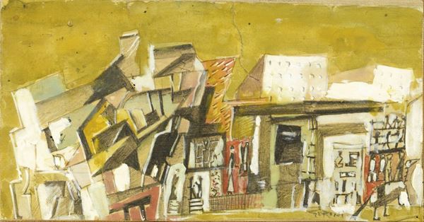 Mario Sironi : Composizione  - Tempera su carta applicata su tela - Auction CONTEMPORARY ART - I - Casa d'aste Farsettiarte
