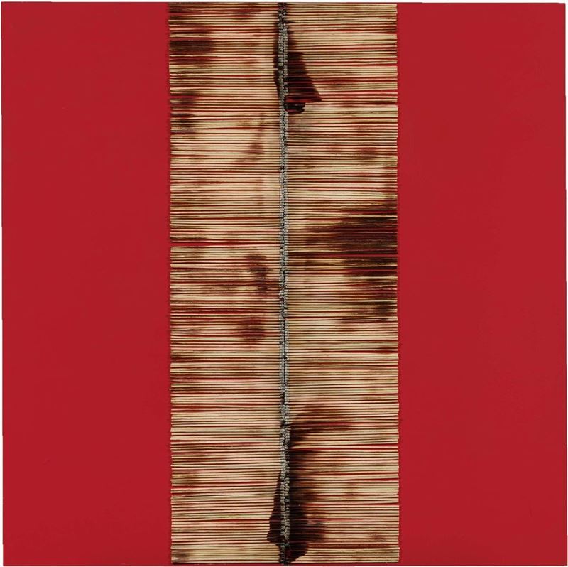 Bernard Aubertin - Dessin De Feu Sur Table Rouge