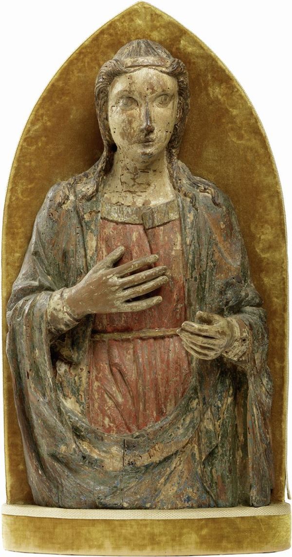 Domenico di Nicol&#242; detto Domenico dei Cori : Vergine Annunciata  - Scultura in legno policromo - Asta IMPORTANTI DIPINTI ANTICHI - I - Casa d'aste Farsettiarte