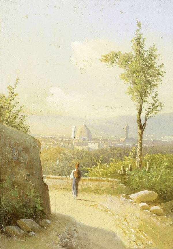 E. Altrui - «Veduta di Firenze da una collina» e «Veduta di Roma»