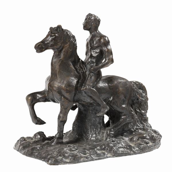 Giorgio de Chirico : Cavallo e cavaliere (Dioscuro)  (1967)  - Scultura in bronzo, es. 1/6 - Asta ARTE MODERNA - II - Casa d'aste Farsettiarte