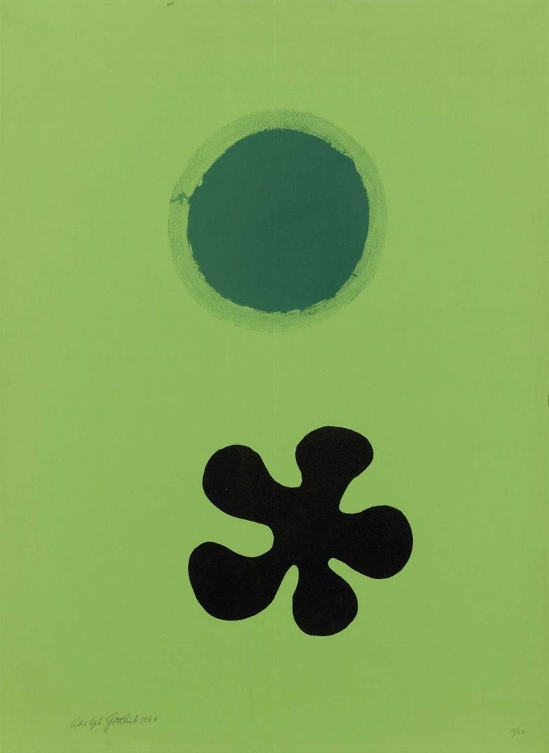 Adolph Gottlieb - Green Ground - Black Form