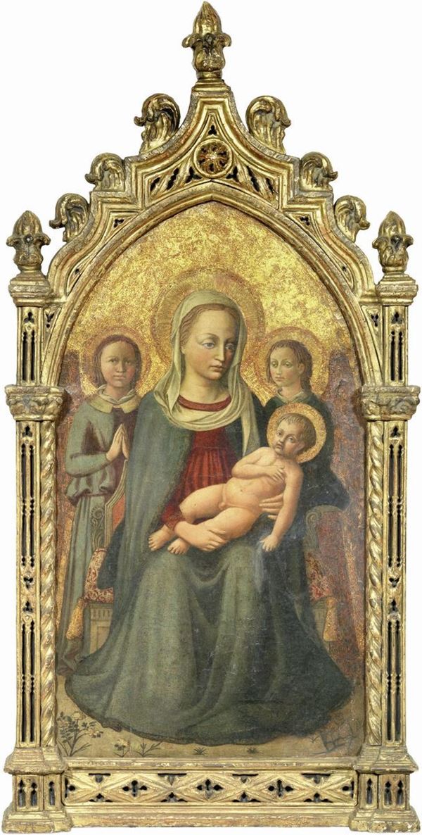 Scuola umbro-marchigiana seconda met&#224; del XVI secolo - Madonna col Bambino e due Angeli