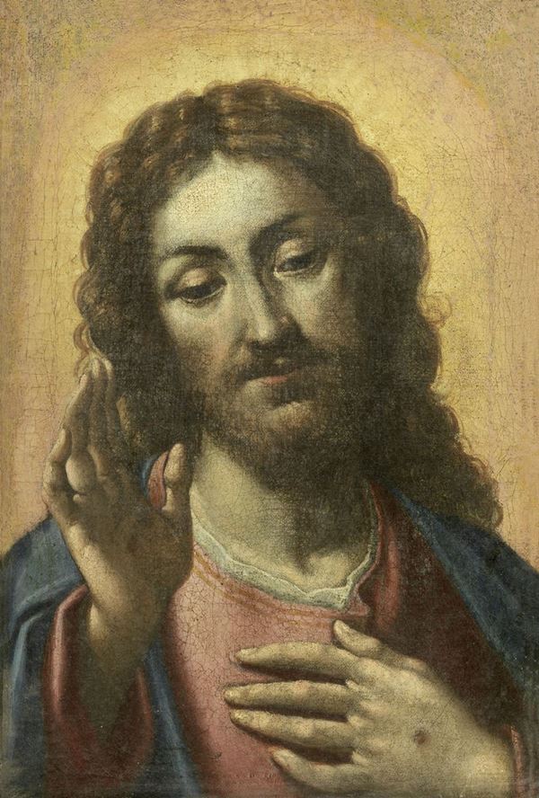 Scuola toscana del XVII secolo : Cristo Pantocratore  - Olio su tela - Auction IMPORTANT OLD MASTERS PAINTINGS - I - Casa d'aste Farsettiarte
