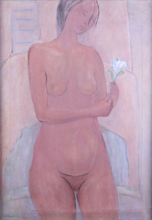 George Polykratis : Nudo  (1973)  - Olio su tela - Auction CONTEMPORARY ART - I - Casa d'aste Farsettiarte