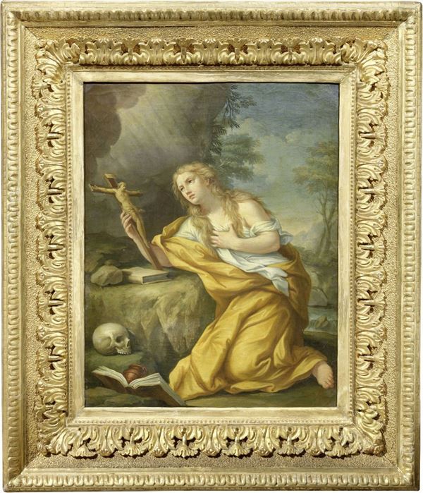 Scuola emiliana del XVII secolo : Maddalena penitente  - Olio su tela - Auction IMPORTANT OLD MASTERS PAINTINGS - I - Casa d'aste Farsettiarte