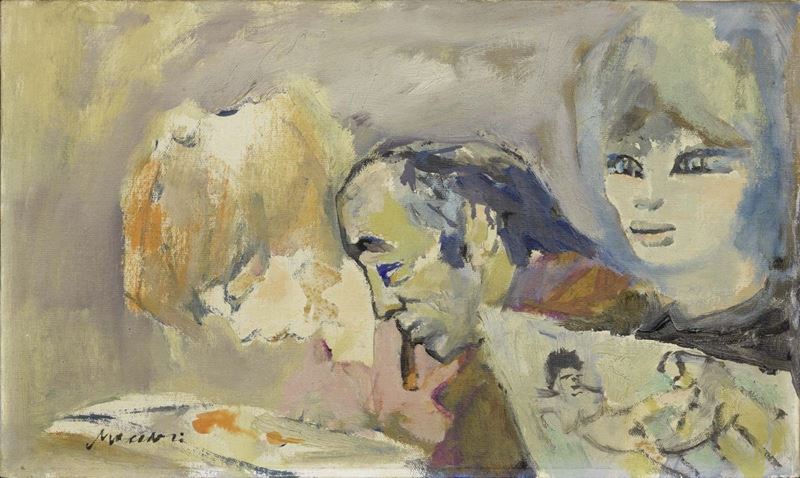 Mino Maccari - Autoritatto con Figure