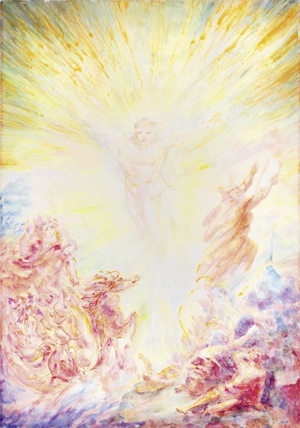 Aligi Sassu : La trasfigurazione, il profeta Elia e Mosè  (1980)  - Acrilico su carta - Asta ARTE CONTEMPORANEA - I - Casa d'aste Farsettiarte