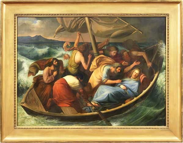 Leopold Schulz : Tempesta sul lago Tiberiade  (1831)  - Olio su tela - Asta IMPORTANTI DIPINTI ANTICHI - I - Casa d'aste Farsettiarte