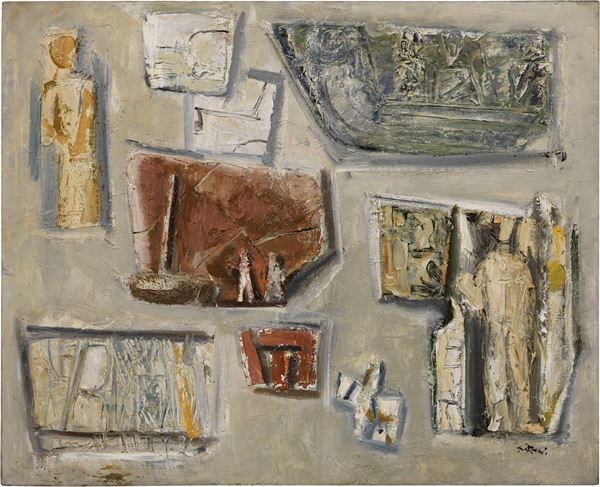 Mario Sironi : Composizione  (1956 ca.)  - Olio su tela - Asta ARTE MODERNA - II - Casa d'aste Farsettiarte