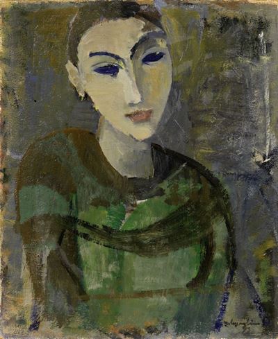 Volto di Donna (fanciulla con Corsetto Verde e Nero)