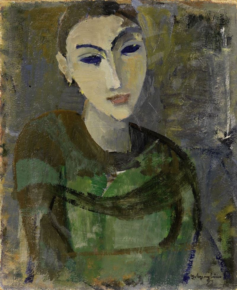 Ugo Capocchini - Volto di Donna (fanciulla con Corsetto Verde e Nero)