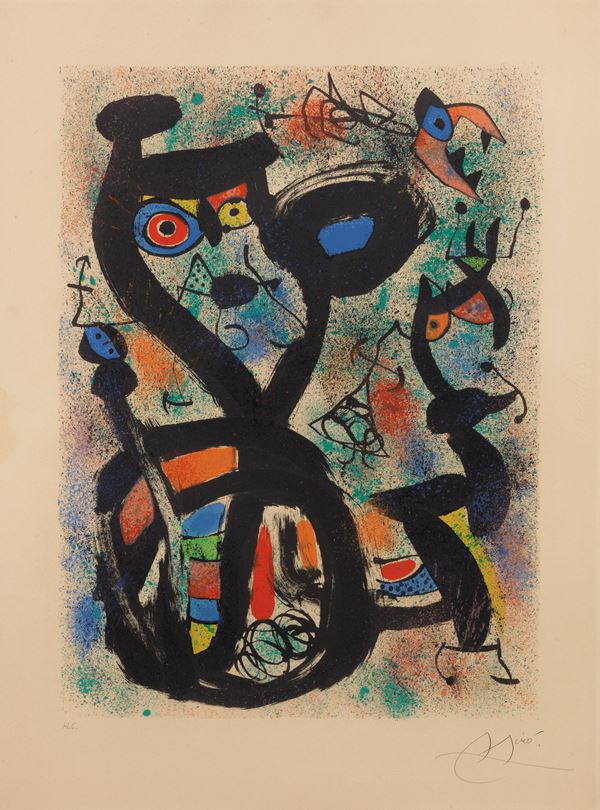 Joan Mir&#243; : El gato (Le chat)  (1969)  - Litografia, es. H.C. - Auction CONTEMPORARY ART - I - Casa d'aste Farsettiarte