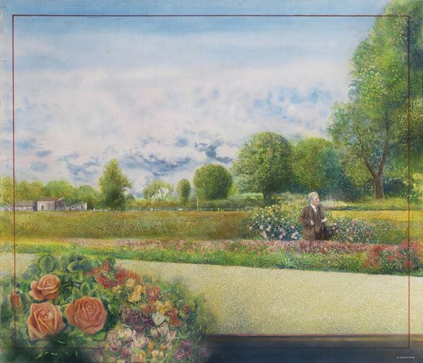 Giuseppe Giannini : Nel paesaggio in Estate  (1983)  - Tecnica mista su carta applicata su tela - Auction CONTEMPORARY ART - I - Casa d'aste Farsettiarte