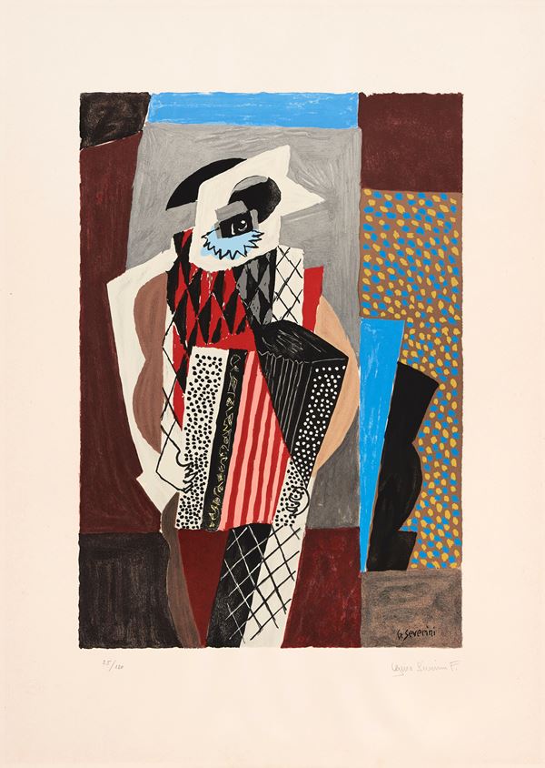Gino Severini : Arlecchino  (1965-74)  - Litografia a colori, es. 25/120 - Auction CONTEMPORARY ART - I - Casa d'aste Farsettiarte