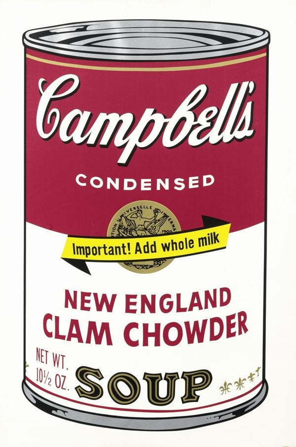 Andy Warhol : Campbell's Soup II (New England Clam Chowder)  (1969)  - Serigrafia su carta, 111/250 - Auction CONTEMPORARY ART - I - Casa d'aste Farsettiarte