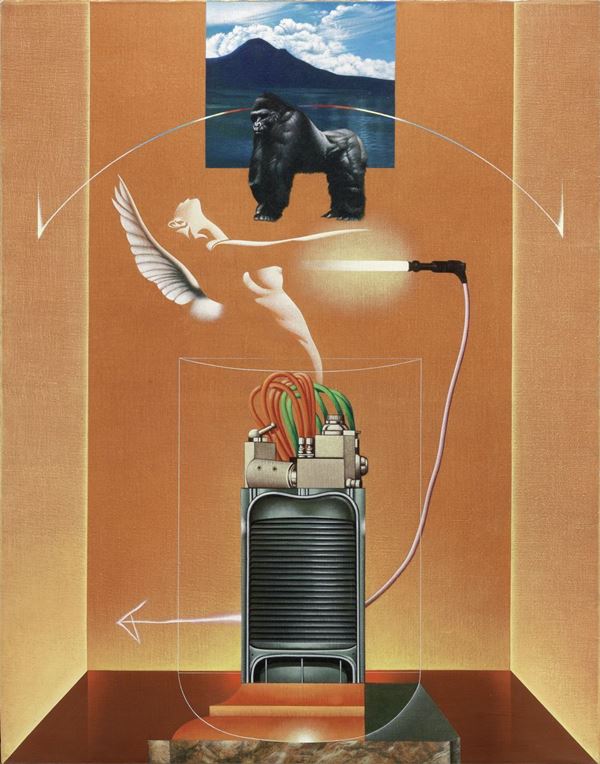 Sergio Sarri : L'angelo e la bestia  (1983)  - Acrilico su tela - Auction CONTEMPORARY ART - I - Casa d'aste Farsettiarte