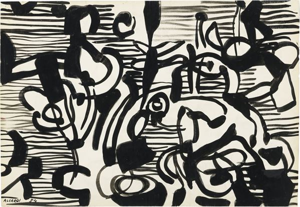 Carla Accardi : Senza titolo (Fondo bianco)  (1954)  - Tempera su carta - Auction CONTEMPORARY ART - I - Casa d'aste Farsettiarte