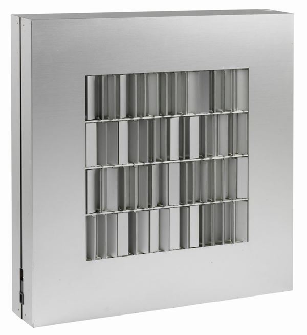 Davide Boriani : Superficie magnetica modulare 2  (1959-60)  - Alluminio, magneti, vetro e motore - Asta ARTE CONTEMPORANEA - I - Casa d'aste Farsettiarte