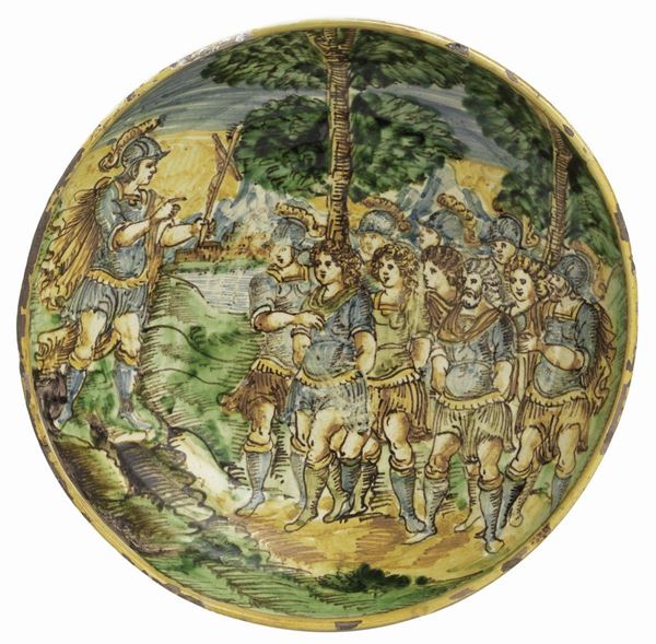 Grande coppa in maiolica policroma