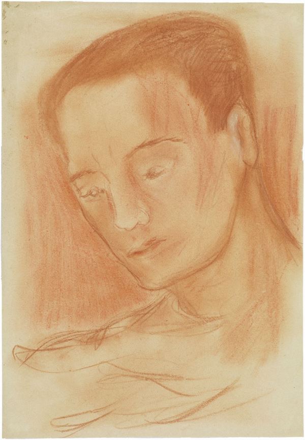 Aligi Sassu : Testa di giovane  (1932)  - Pastello su carta - Asta ARTE CONTEMPORANEA - I - Casa d'aste Farsettiarte