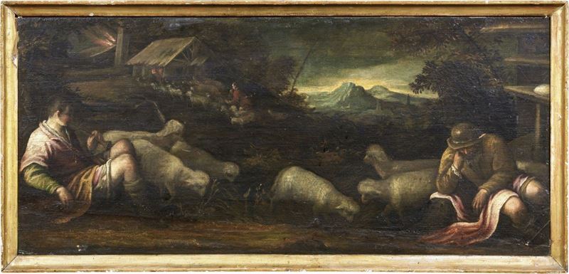 Bottega di Francesco da Ponte, Detto Bassano - Paesaggio con Pastori e Armenti