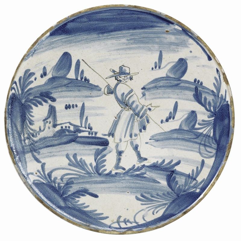 Alzata in Maiolica Bianco-blu