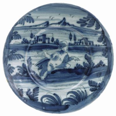 Piatto in Maiolica Bianco-blu