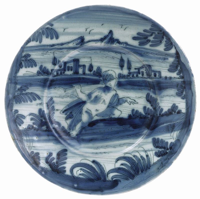 Piatto in Maiolica Bianco-blu