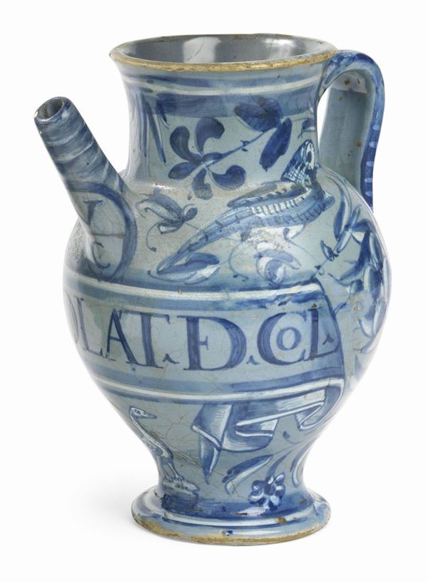 Brocca in maiolica monocroma blu  - Auction IMPORTANT OLD MASTERS PAINTINGS - I - Casa d'aste Farsettiarte
