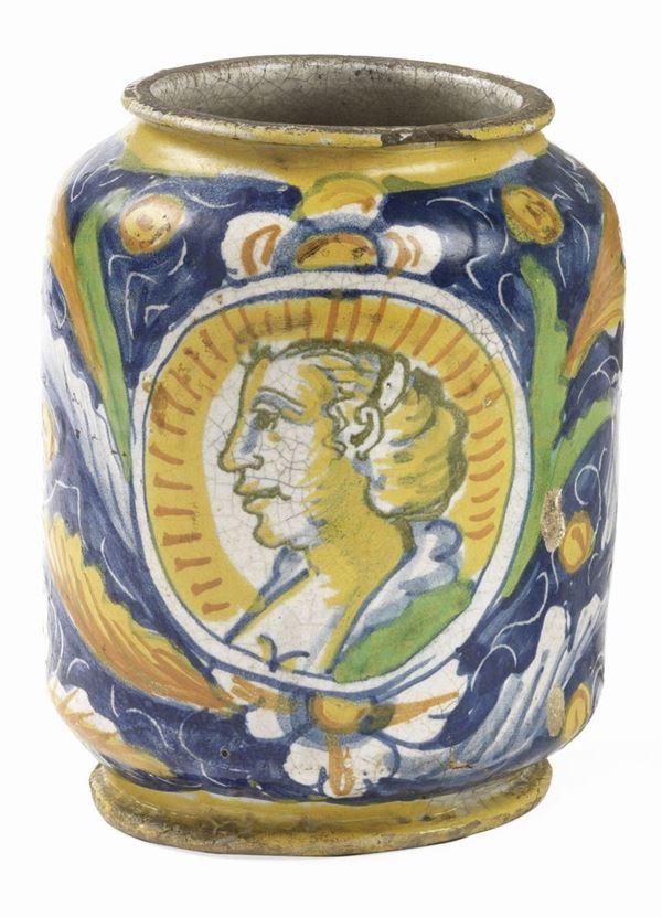 Albarello in maiolica policroma