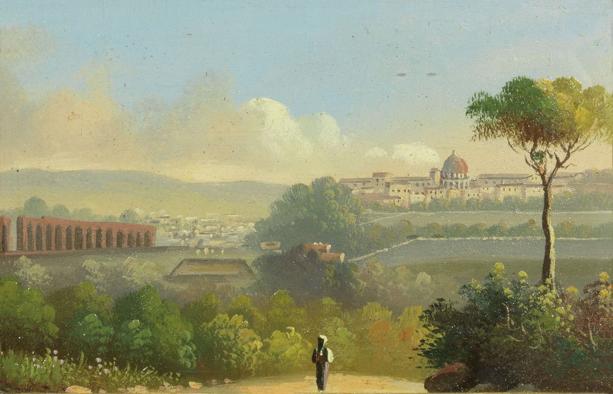 E. Altrui - «veduta di Firenze da una Collina» e «veduta di Roma»